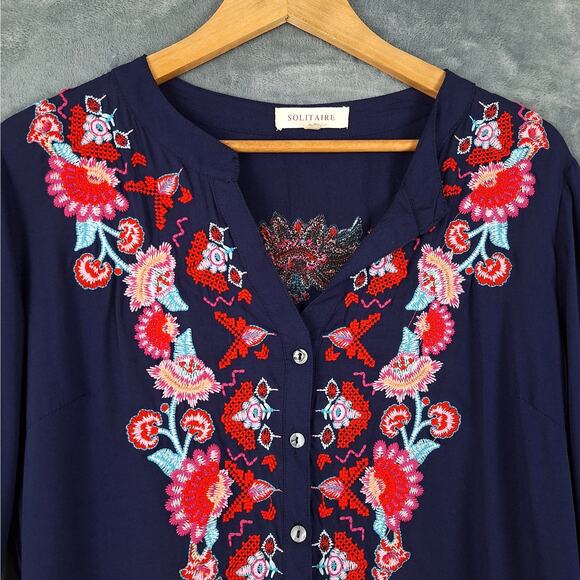 Womens Top Large Boho Peasant Embroidered Floral Cottagecore‎ Hippie Festival - Picture 3 of 8